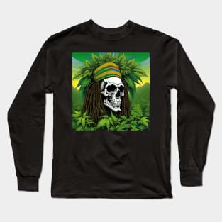 Rasta Skulls - Stoner Reggae Island Vibes 18 Long Sleeve T-Shirt